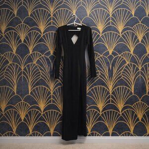 Katie May Dominator Black Long Sleeve Cutout Back Gown Maxi Dress Medium
